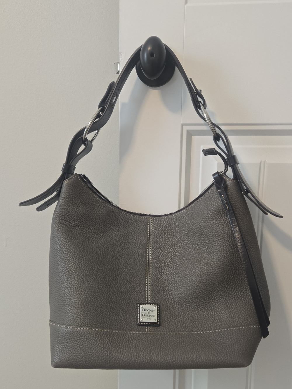 Dooney & Bourke Charcoal Pebble Leather Hobo Bag